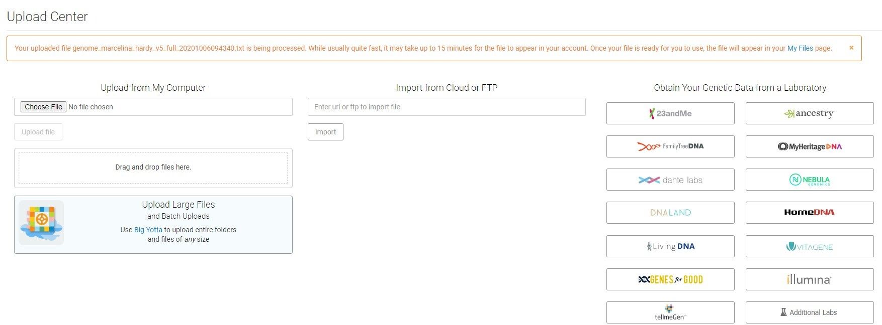 uploaded dna data